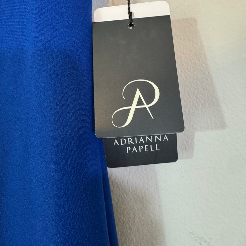 Adrianna Papell Royal Blue Ruffled-Sleeve High-Low Midi Dress - Picture 7 of 9